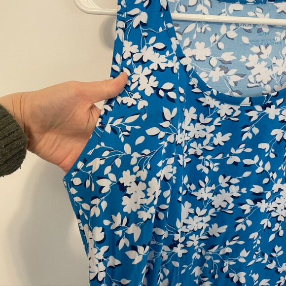 DRAPER JAMES Ruffle Nightie Blue White Floral Sleeveless PJ Nightgown Mini Dress - Picture 8 of 15